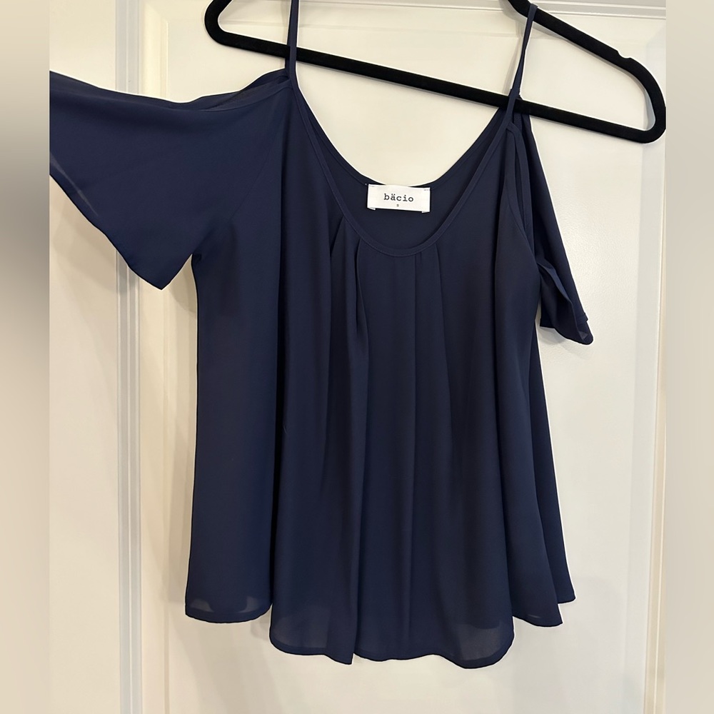 Navy blue off the shoulder blouse